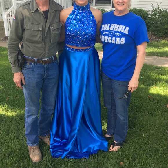 Royal Blue Two Piece Prom Dress - Picture 3 of 3